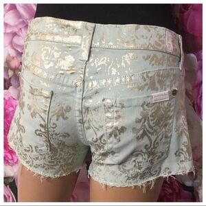7 For All Mankind Women's Jean Shorts with Gold Pattern Size 25
